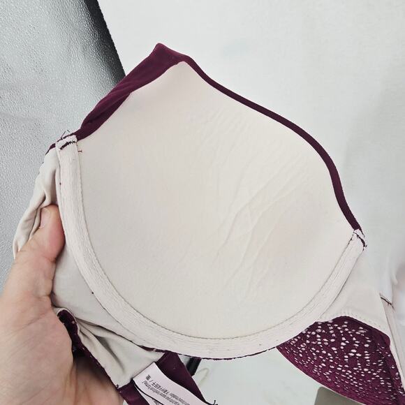 Victoria's Secret Perfect Shape Lace Bra Wine 32DDD - Picture 5 of 6